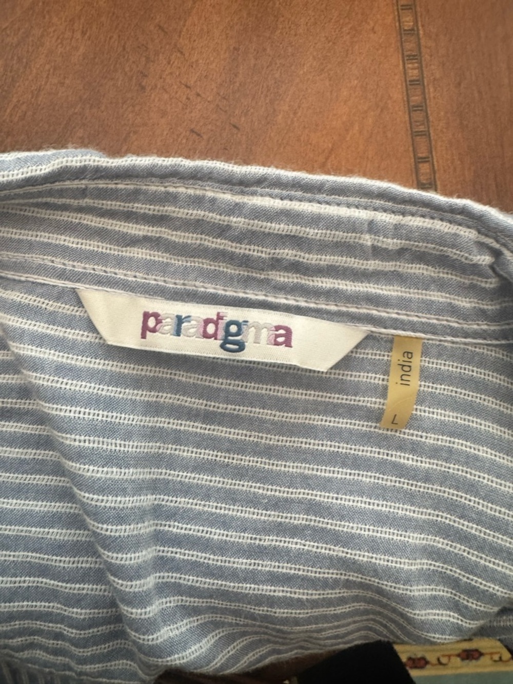 Light Gray Striped Button-Down Shirt with Chest Pocket - Picture 3 of 5